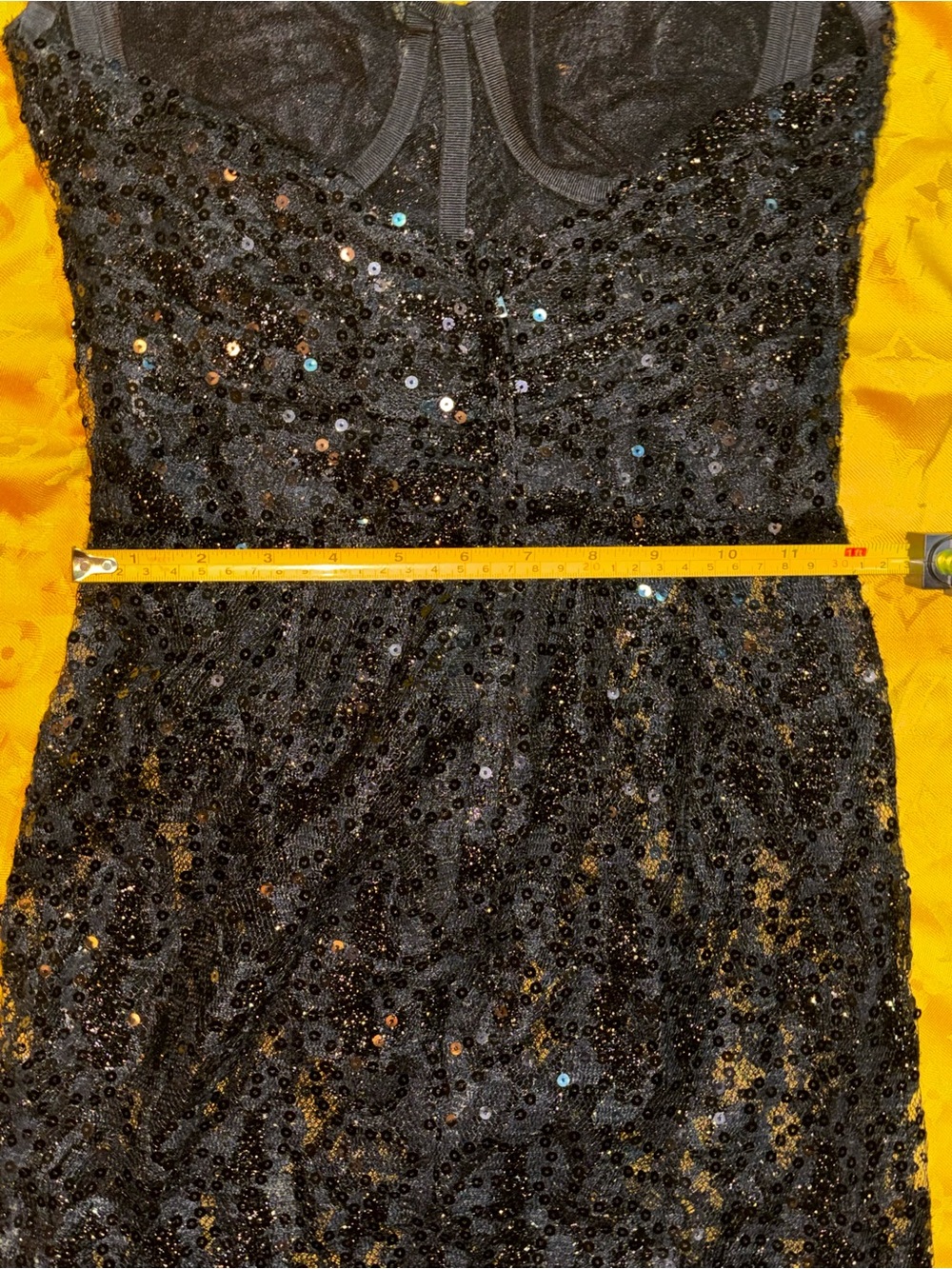 Black Sequin Mini Dress with Sweetheart Neckline - Picture 12 of 16